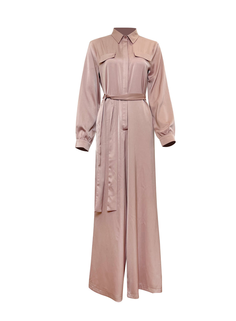 Saiyra Satin Jumpsuit - Dusty Rose-Niswa Fashion