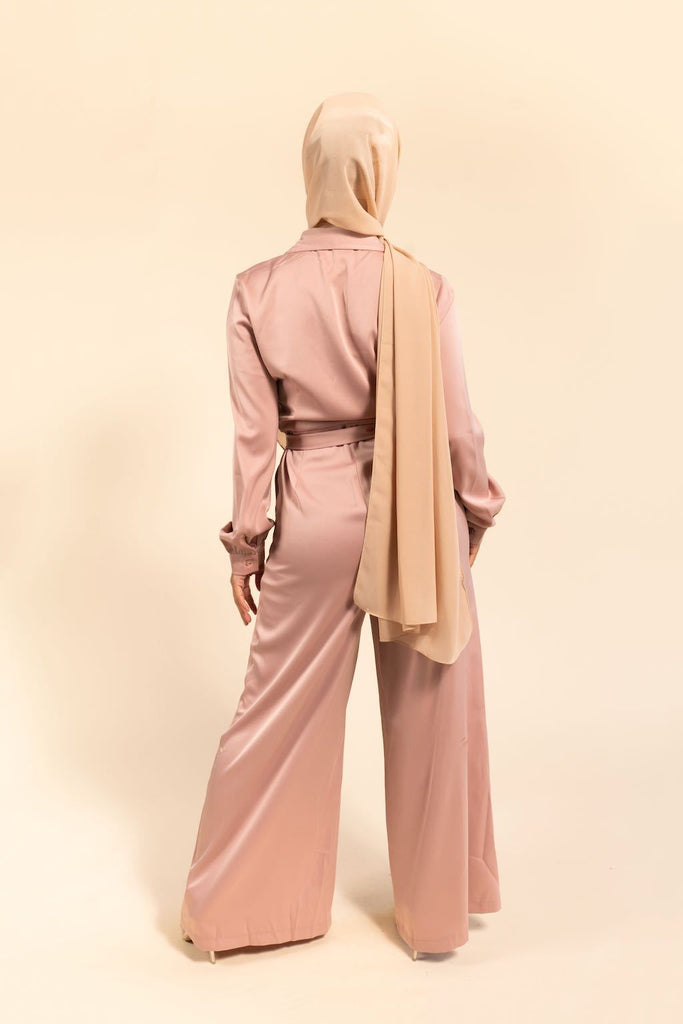 Saiyra Satin Jumpsuit - Dusty Rose-Niswa Fashion