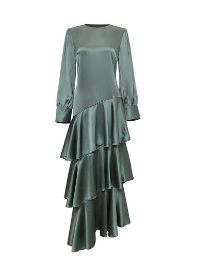 Seville Layered Satin Gown - Pale Jade-Niswa Fashion