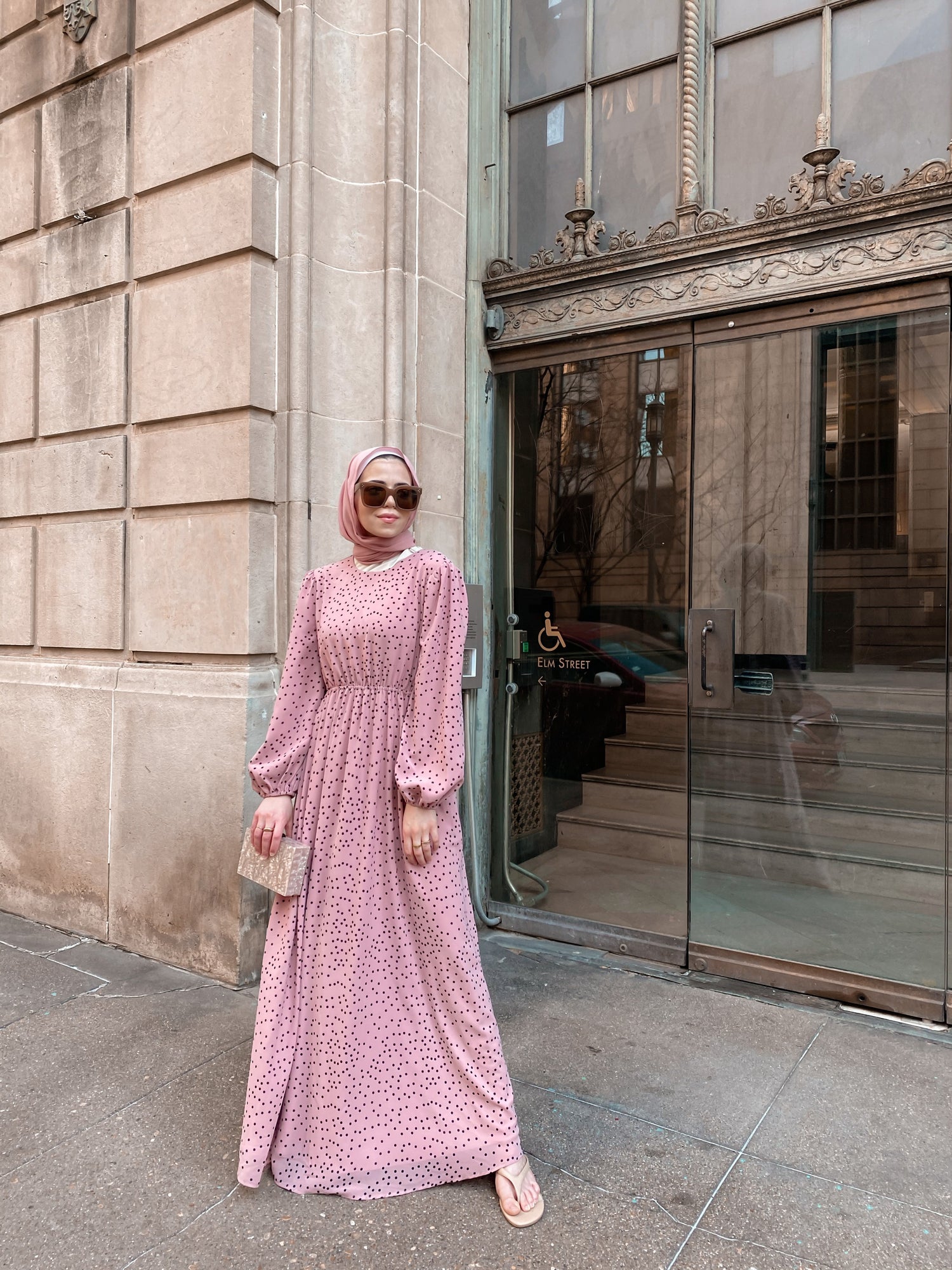 Buy Blush Polka Dot Thaana Women Maxi Dress | Niswa Fashion | Druckkleider