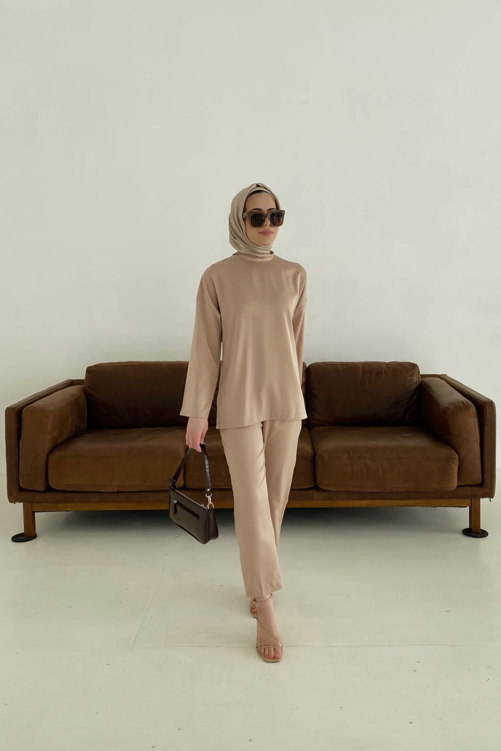 Zara Top &amp; Trouser Set - Latte-Niswa Fashion
